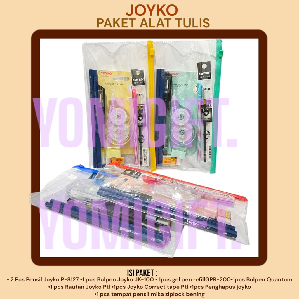 

JOYKO PAKET ALAT TULIS MURAH ISI 8 / STATIONERY SET 8 in 1 pouch tip x roll