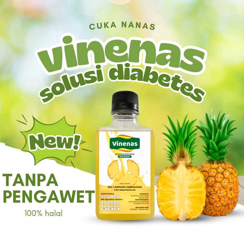 

Cuka Nanas Vinenas Efektif Atasi Diabetes & Turunkan Gula Darah Paket 1 Botol 200mL