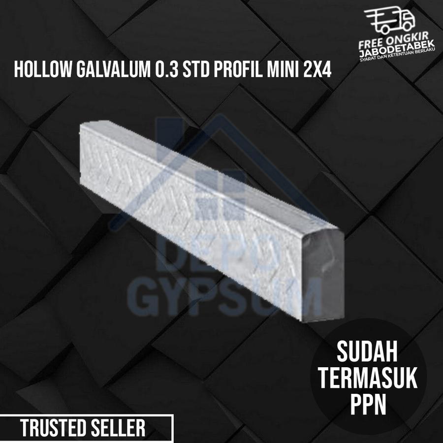 Hollow Galvalum 0.3 STD Profil Mini 2x4 | Besi Hollow Galvalum 2x4