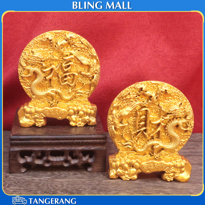 8.4*6.8CM Koin Feng Shui Dragon Phoenix Paduan Kerajinan Logam Yang Menarik Dan Berkat Kekayaan Mult
