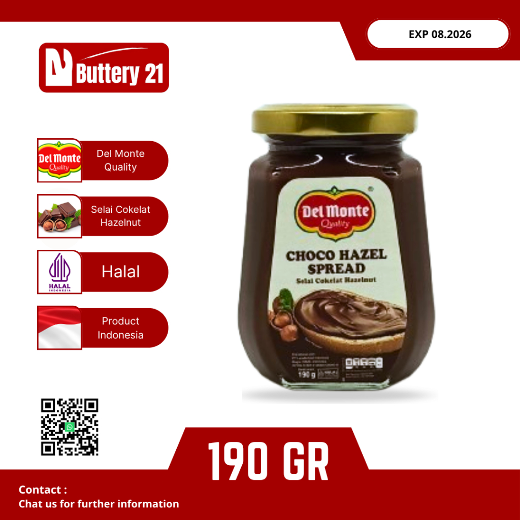 

DEL MONTE CHOCO HAZEL SPREAD 190 GR/DELMONTE SELAI COKELAT HAZELNUT