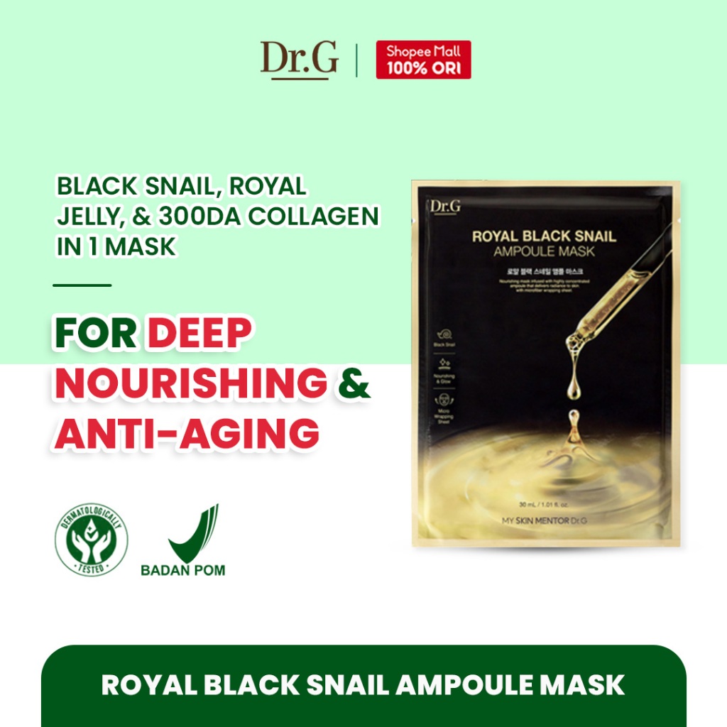 Dr.G Royal Black Snail Ampoule Mask - 1ea | Masker Wajah Madu Hitam Regenerasi Kulit Antioksidan Mel