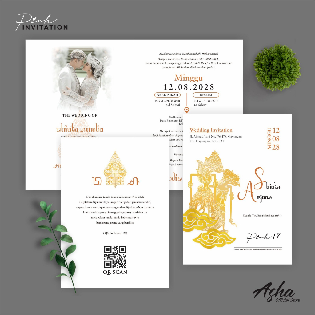 CETAK UNDANGAN PERNIKAHAN PINK FOTO - UNDANGAN NIKAH MURAH - UNDANGAN CUSTOM ORANG TUA DAN ANAK