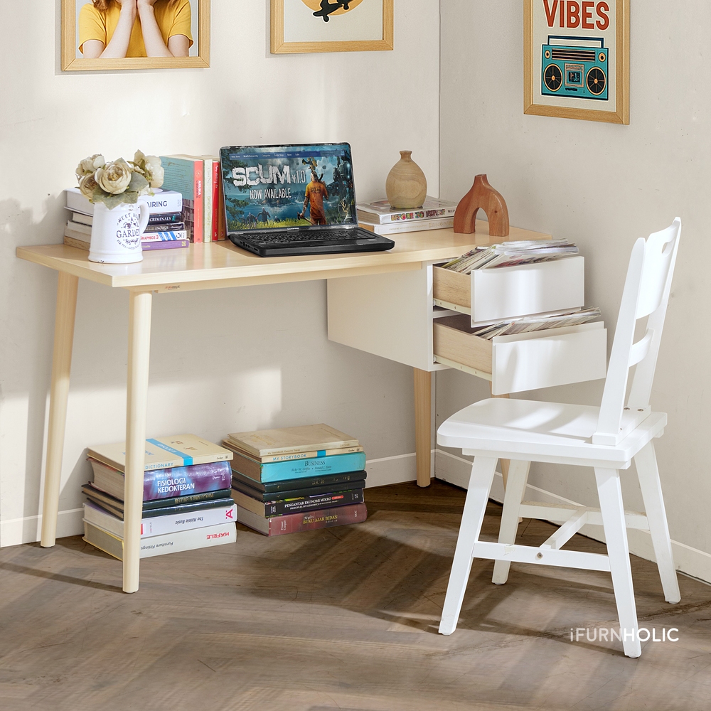 IFURNHOLIC Wendy Scandy Desk | Meja Kerja Laci | Meja Belajar Minimalis | Meja Komputer