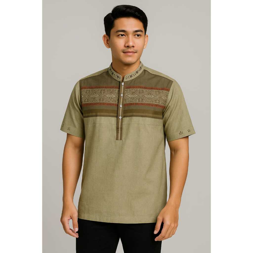 SumberRejekiJeans (BONUS DUS) MOERBA Baju Koko Pria Lengan Pendek Terbaru 2025 Bahan Songket Warna H