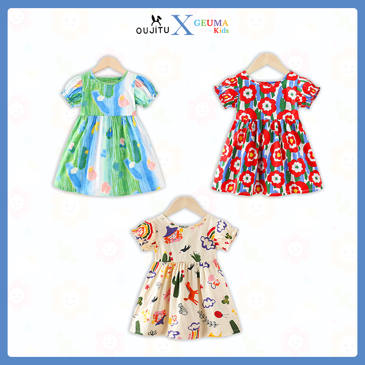 Dress Anak Perempuan Import Bahan Katun Premium 1-6thn by Oujitu