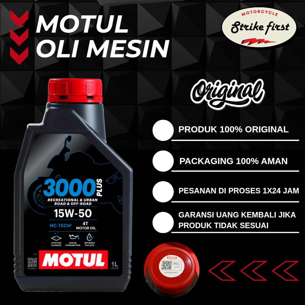 MOTUL 3000 PLUS SAE 15W50 OLI MOTUL MANUAL 4T 0.8l - 1L OLI MOTOR BEBEK MOTOR MANUAL