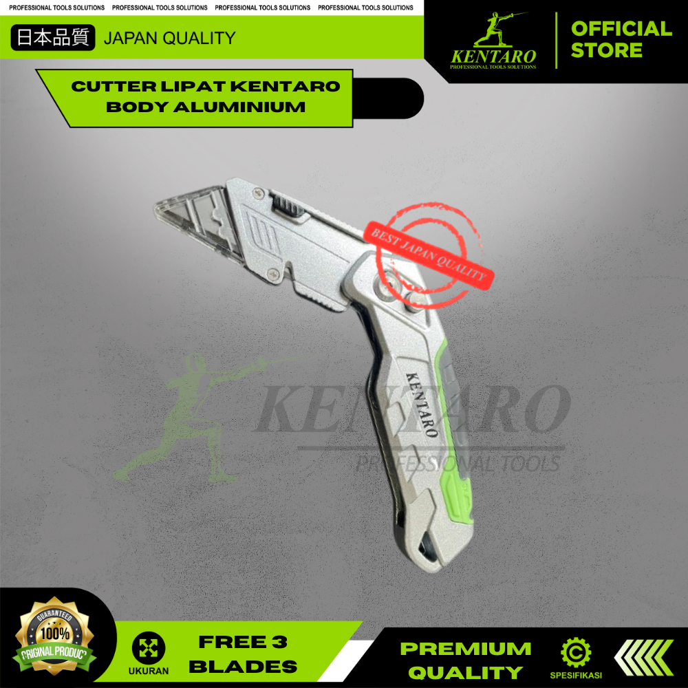 CUTTER KATER LIPAT FOLDING LOCK BACK SERBA GUNA KNIFE KTR 675 PEMOTONG KERTAS KENTARO JAPAN QUALITY