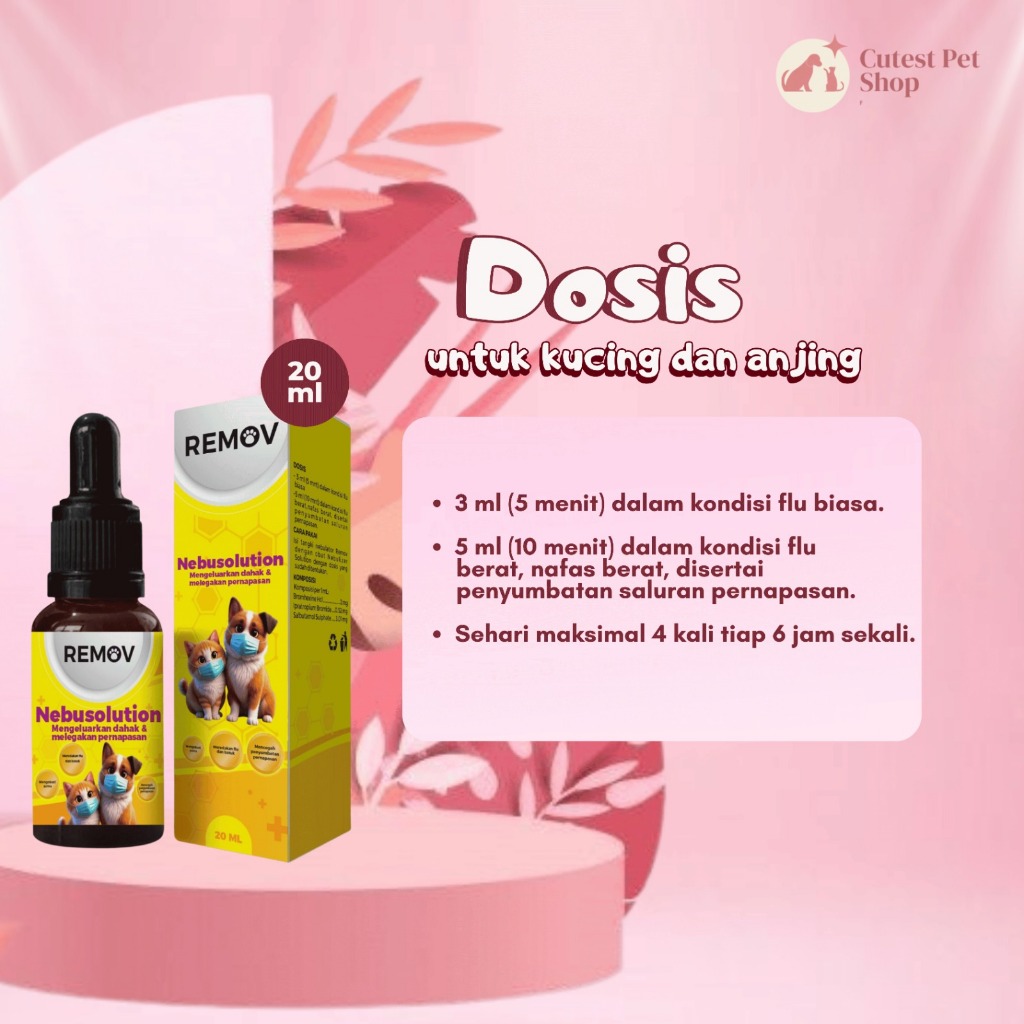 Seaningrum Remov Nebusolution 20Ml Obat Uap Untuk Kucing & Anjing Bantu Redakan Flu Batuk Asma Sesak