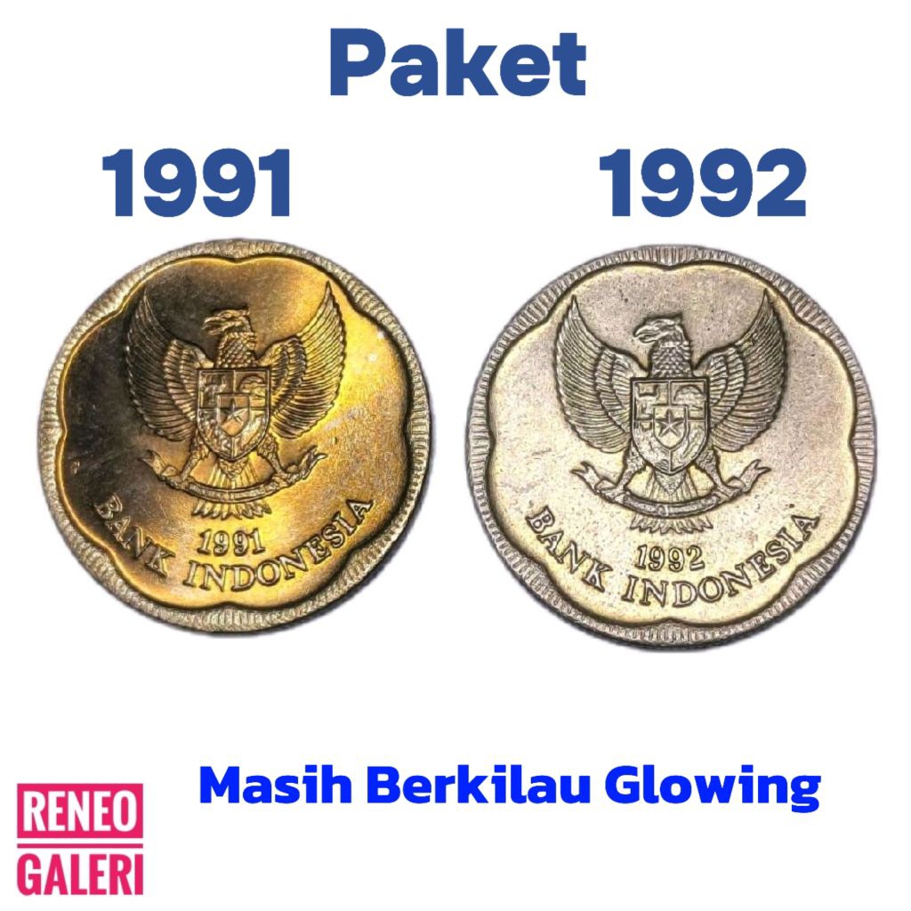 Berkilau Paket 2 variasi 500 Melati Besar Koin tahun 1991 1992 asli Uang kuno logam original Indones