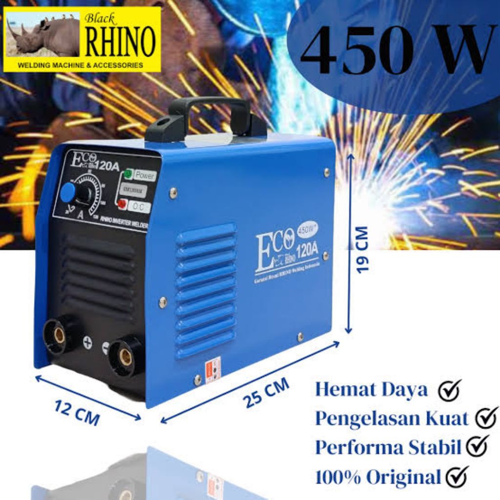 MESIN LAS MMA RHINO ECO 120A - 450WATT TRAFO LAS 450W RHINO ECO