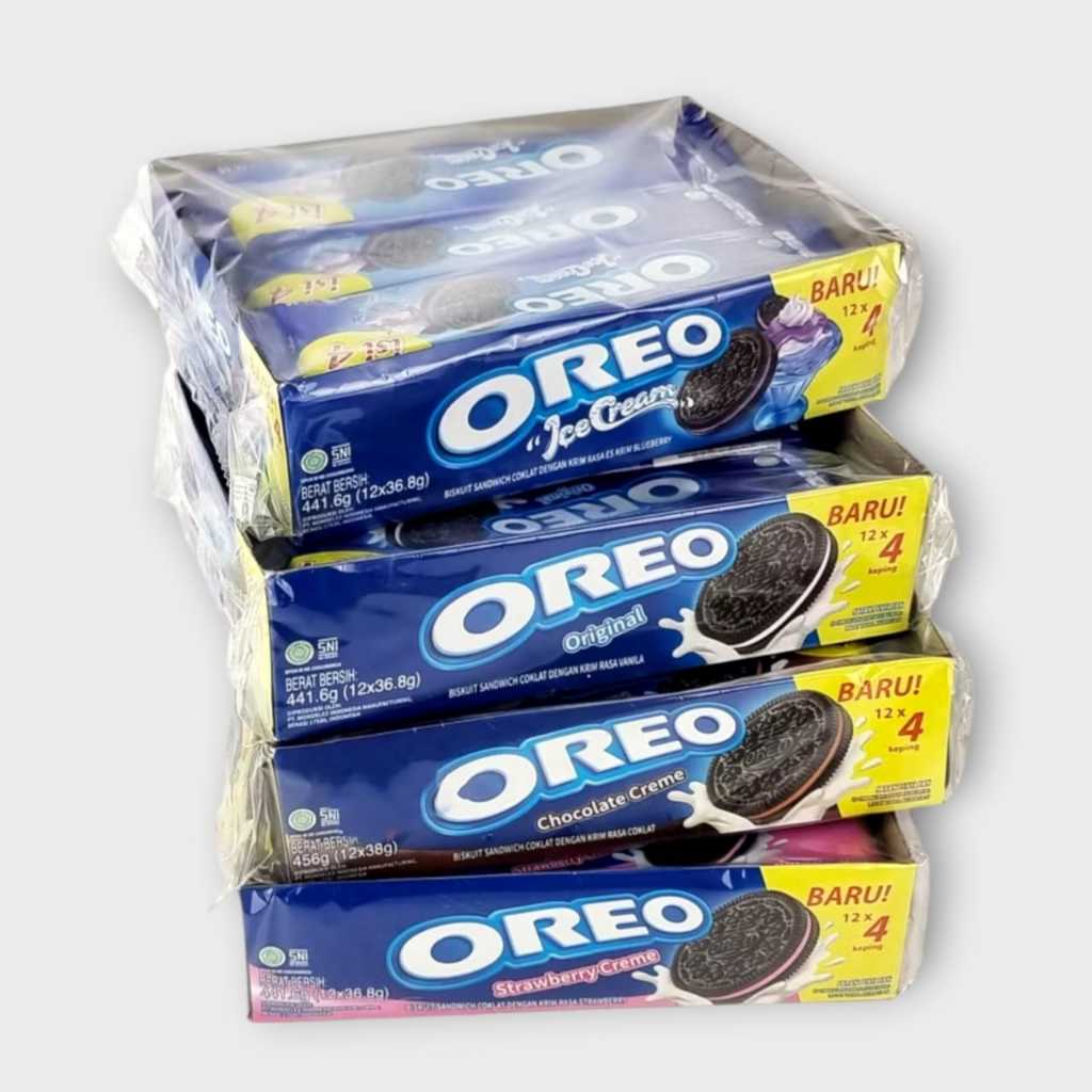 

Oreo Biscuit Sandwich Isi 3 Rasa Coklat - Netto 12 Bks X 27 Gr