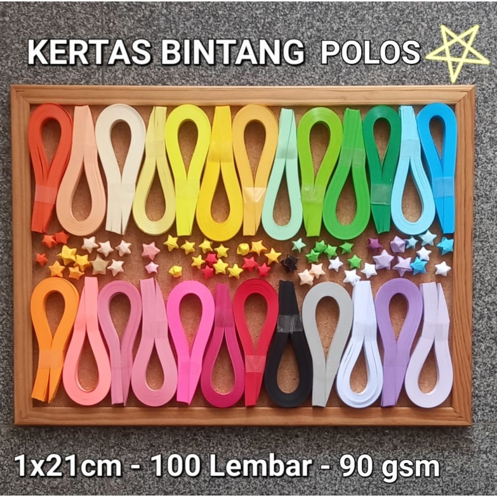 

BP100 Kertas Bintang warna-warni polos 100 lembar 1x21 cm 80 gsm
