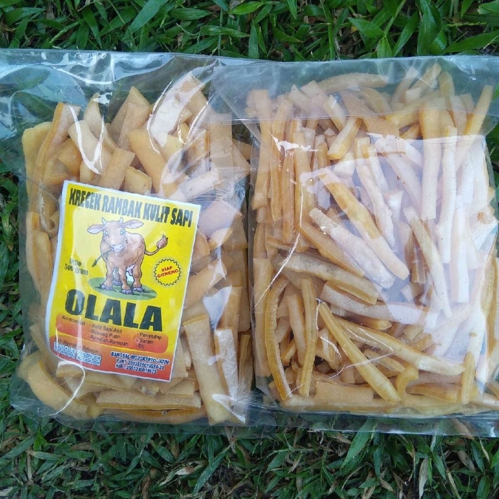 

PAKET 1 KG MIX KERUPUK KRECEK RAMBAK KULIT SAPI ASLI STIK BESAR 500gr+STIK MIE KECIL 500gr krupuk kulit OLALA PREMIUM MURAH