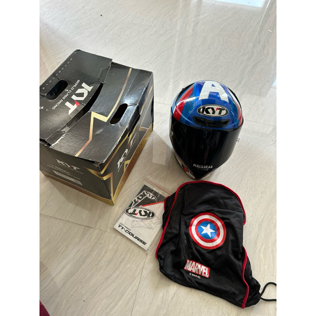 HELM KYT TT COURSE CAPTAIN AMERIKA SIZE M