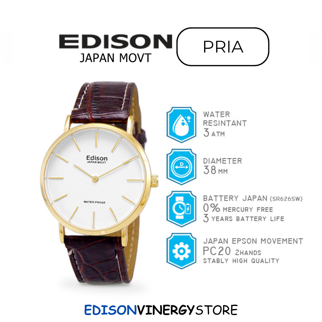 Jam Tangan Edison AR 240.1 Slim Type Waterproof Japan Movement