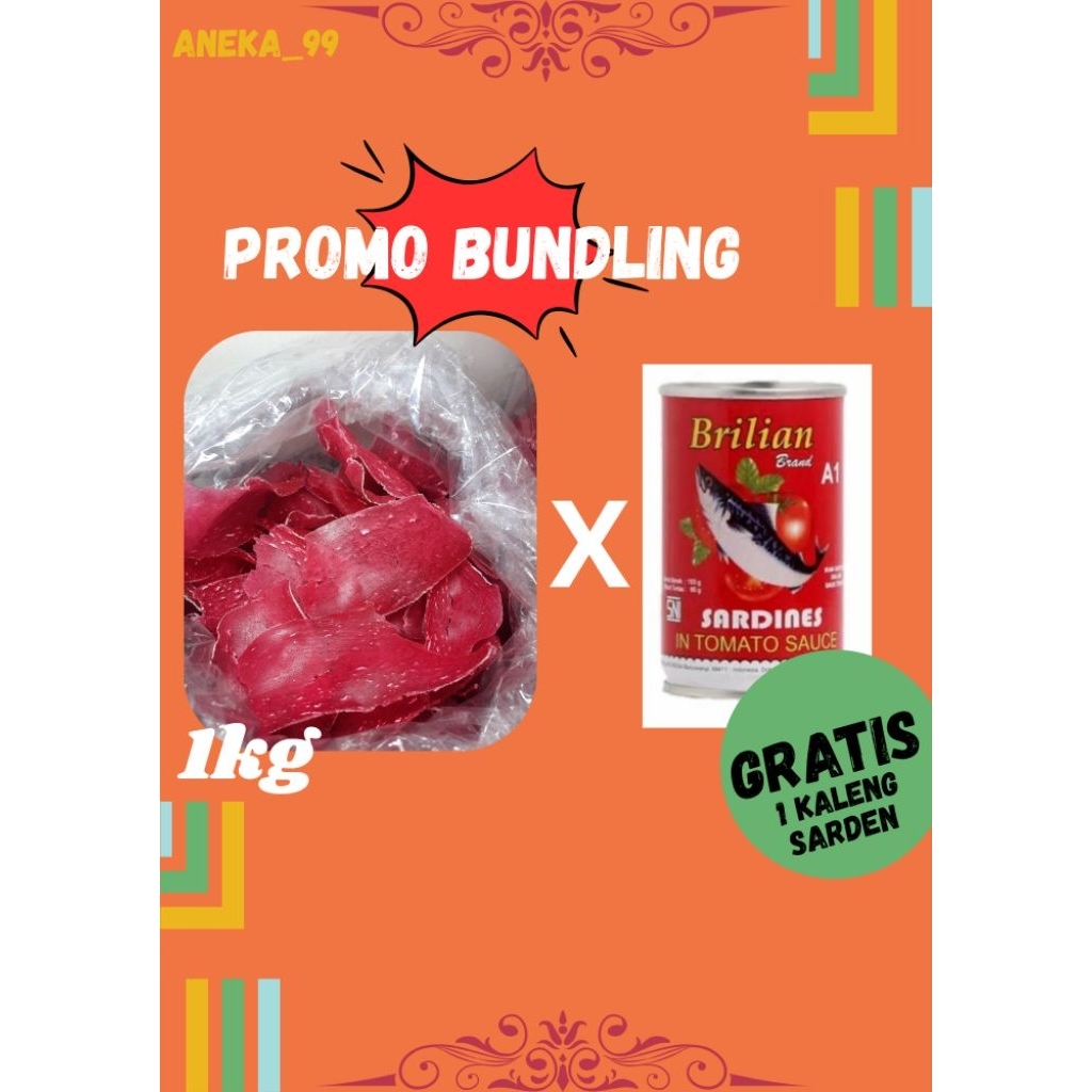

paket 1kg krupuk merah padang gratis 1kaleng sarden