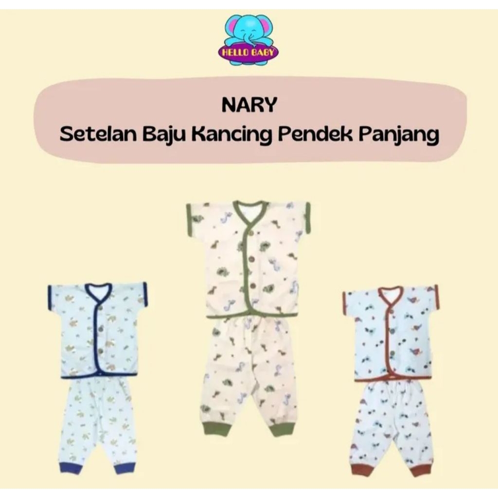Nary Setelan Baju Kancing Pendek Panjang Bayi