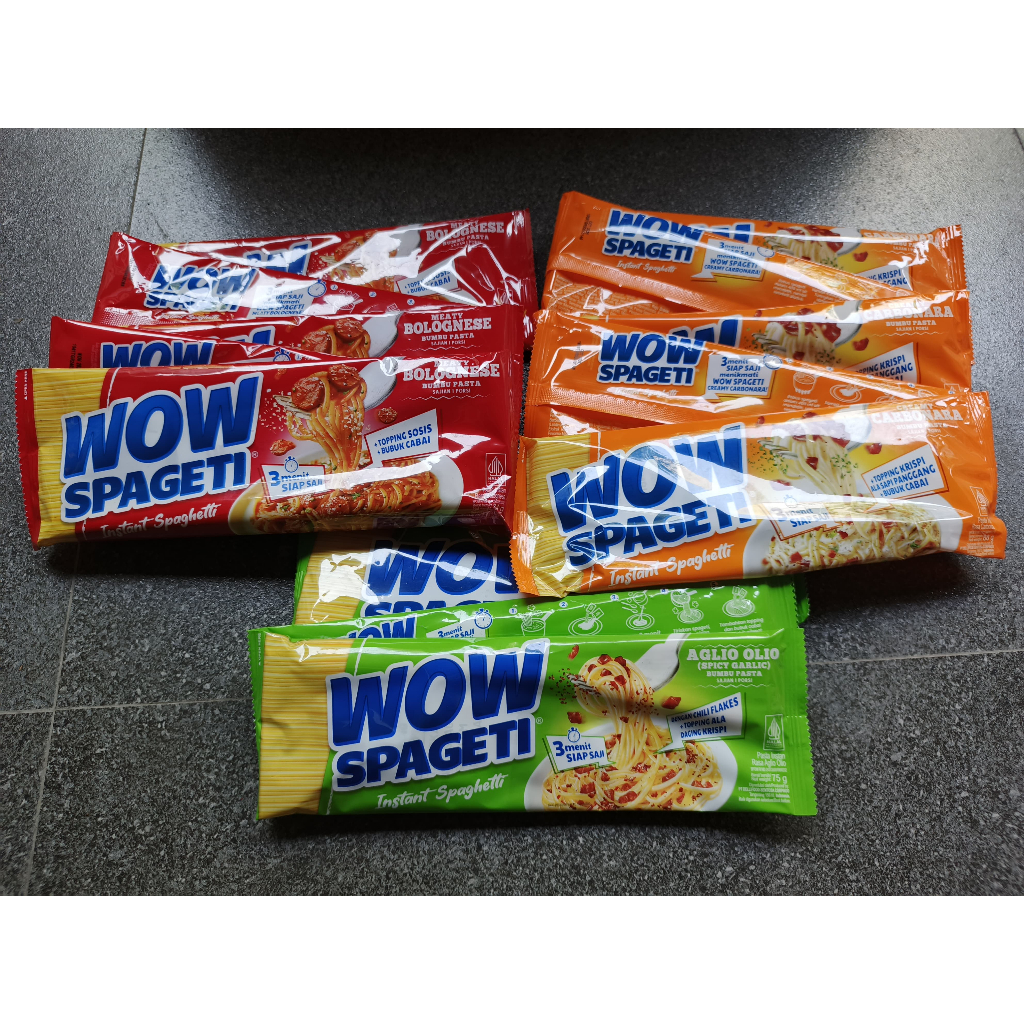 

WOW MIE SPAGETI INSTAN | CARBONARA|AGLIOOLIO|BOLOGNESE 88gr