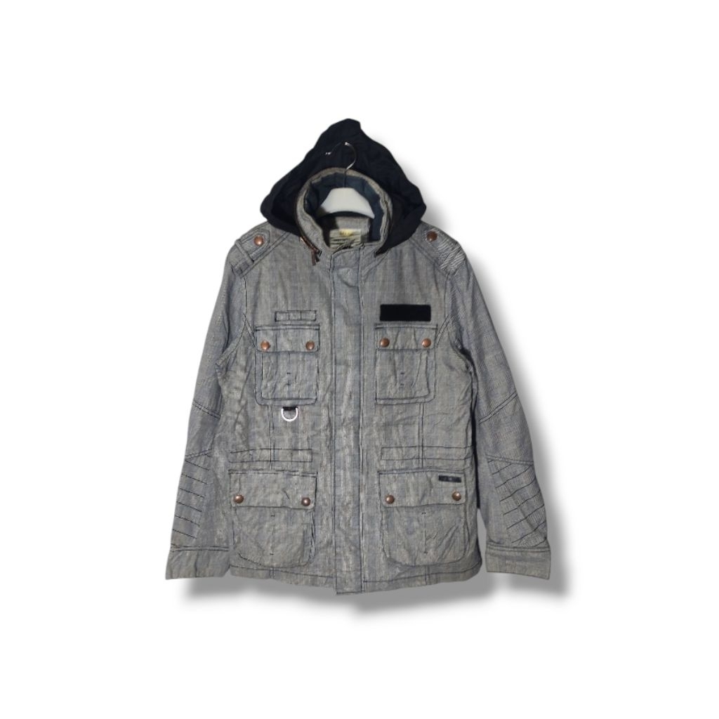 TBJ NEARBY casual parka jacket hidden hoodie grey size 100 fit M-L (P68-L54)