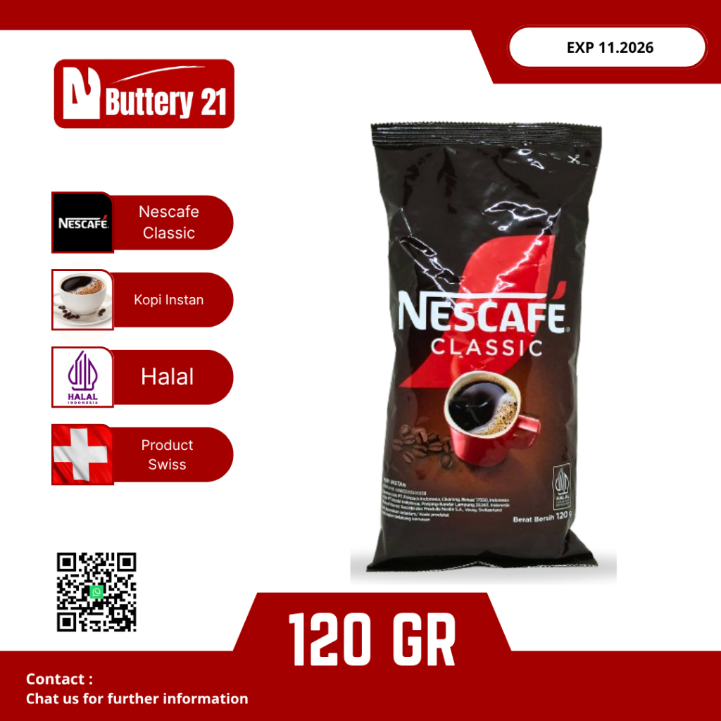 

NESCAFE CLASSIC 120 GR/KOPI INSTAN/BUBUK KOPI/COFE INSTAN/KOPI MURNI