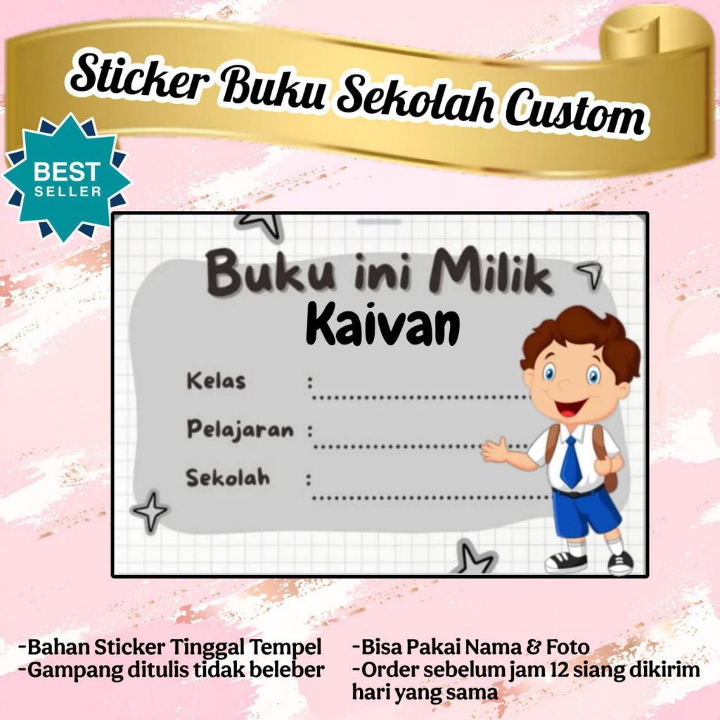 

LABEL BUKU BISA CUSTOM NAMA DAN TINGGAL TEMPEL