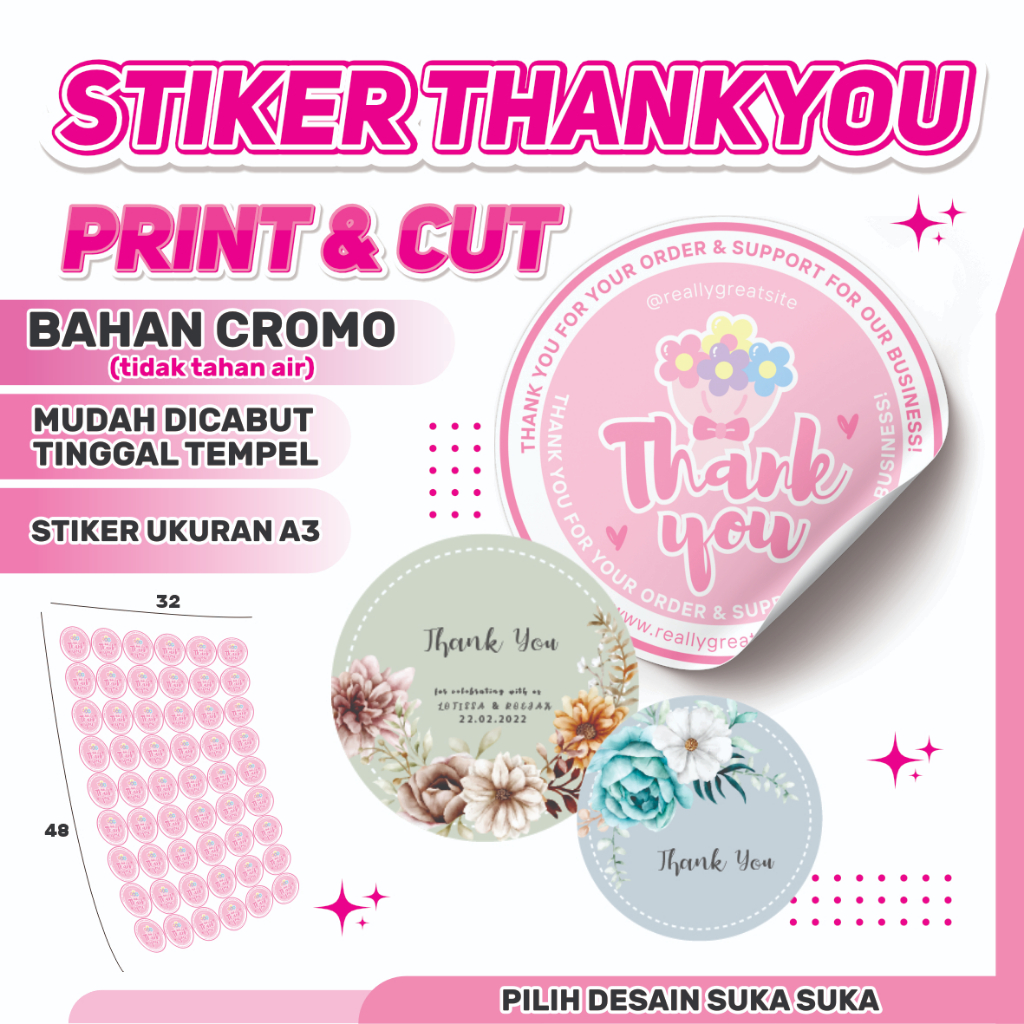 

STIKER UCAPAN, STIKER THANYOU, CETAK STIKER MURAH