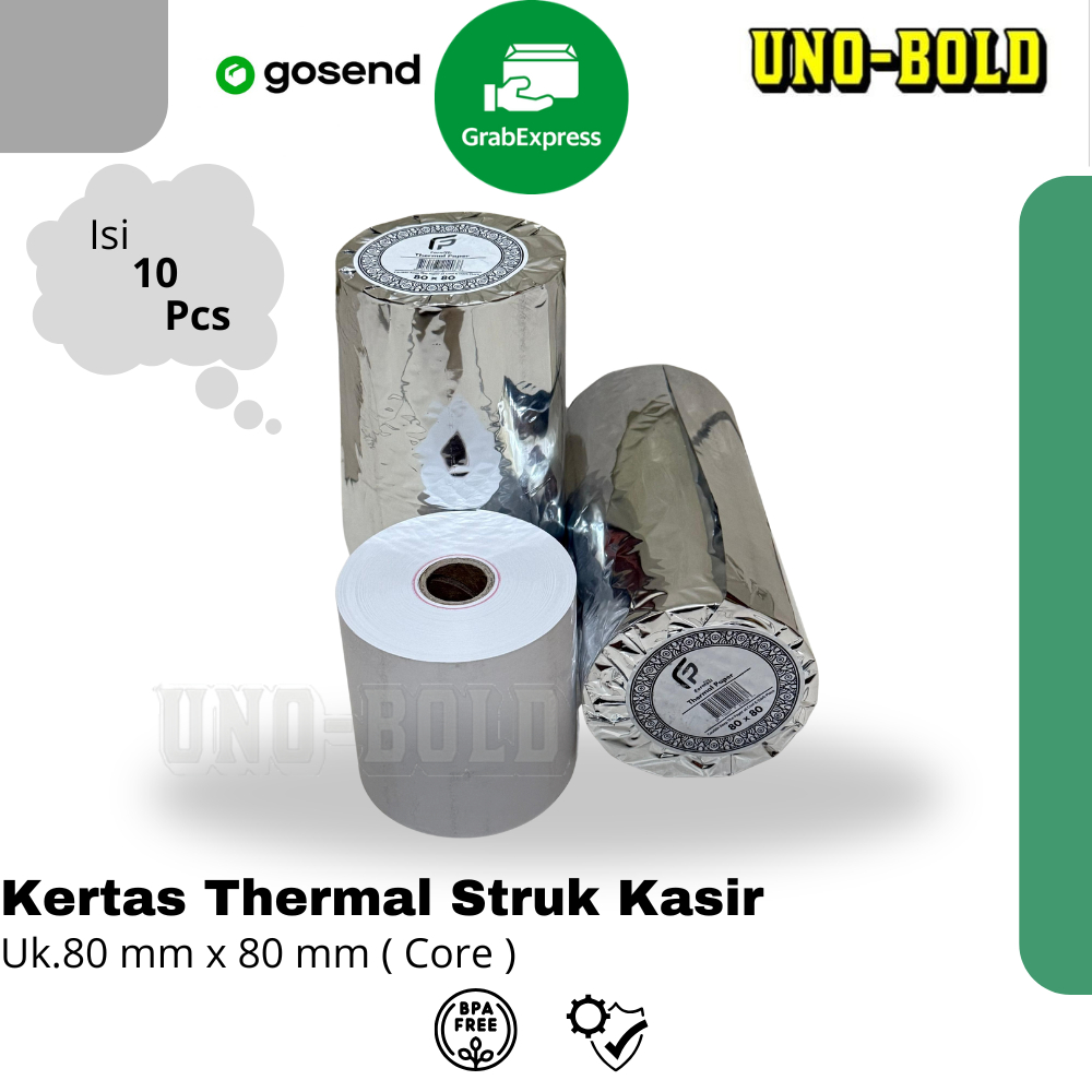 

KERTAS STRUK THERMAL 80mmX80mm Struk Mesin EDC (Merek FORMASI PACK ) / KERTAS STRUK KASIR, Core 20-25 mm, Ketebalan : 80 micron