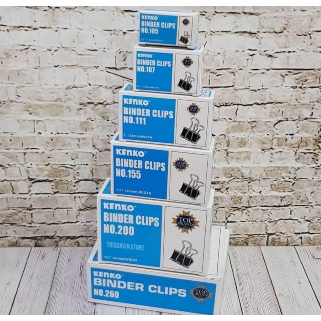 

KENKO Binder Clip Klip Penjepit Kertas no 105 / no 107 / no 111 / no 155 / no 200 / no 260 - Gross isi 12 Doz.