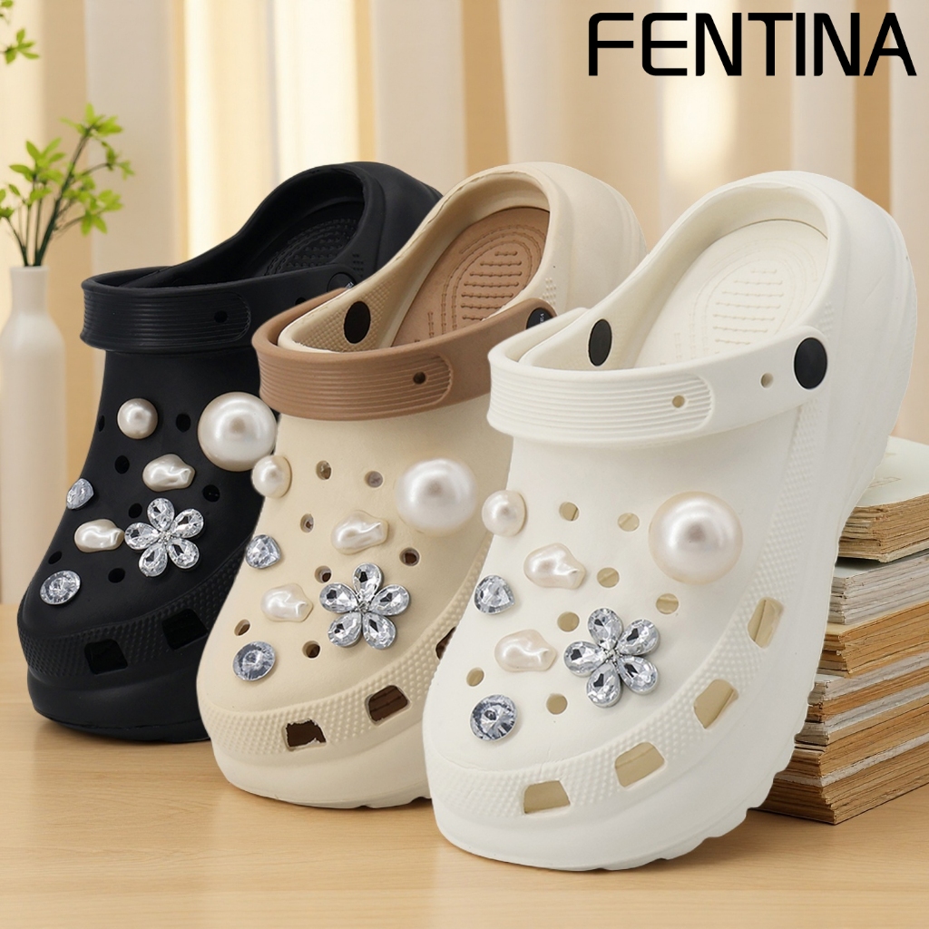 FENTINA Sandal Kodok Wanita Wedges Korea Tas Sepatu Sandal Baim Wanita Kekinian Sandal Jelly Wanita