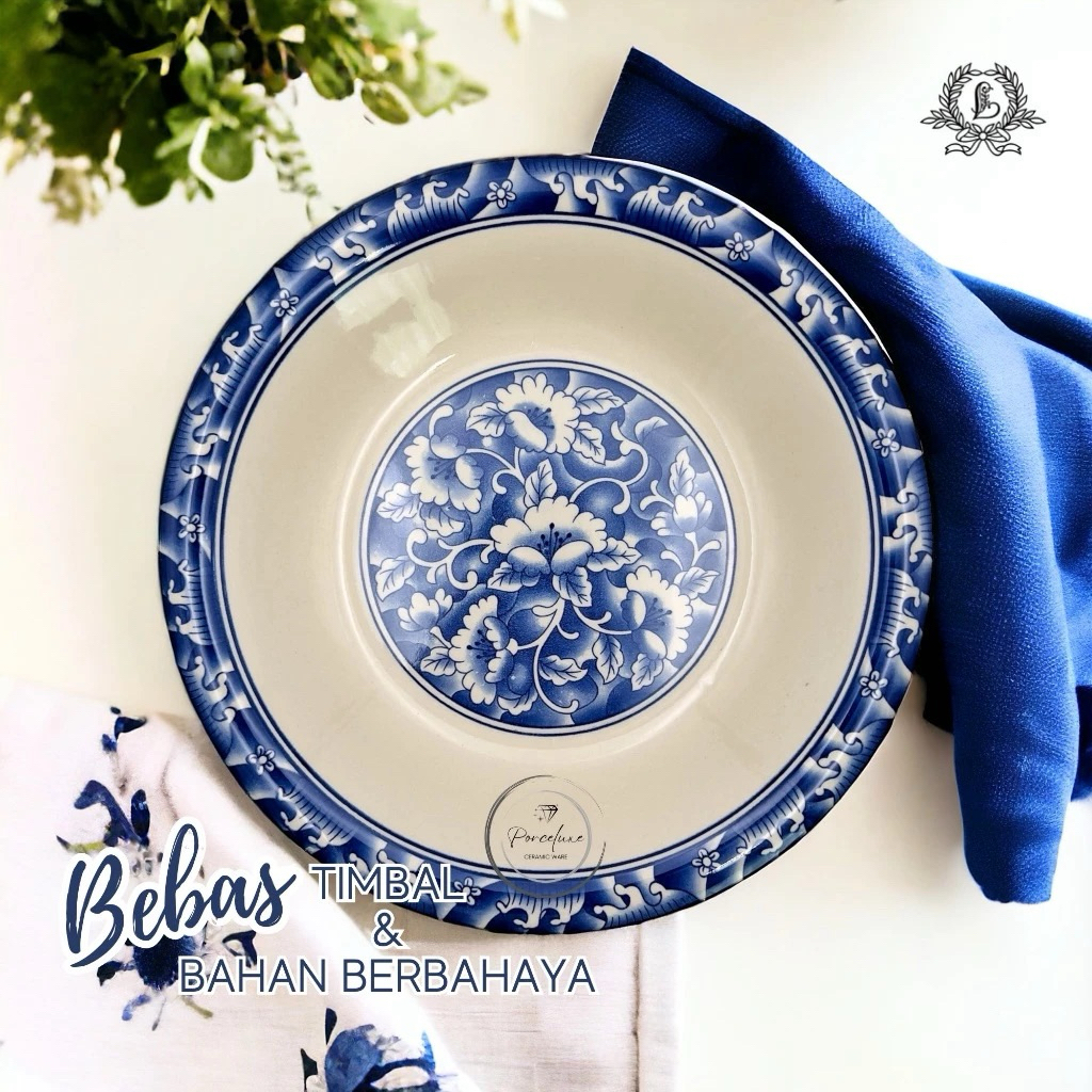 PIRING KERAMIK LUXURIY BATIK BIRU