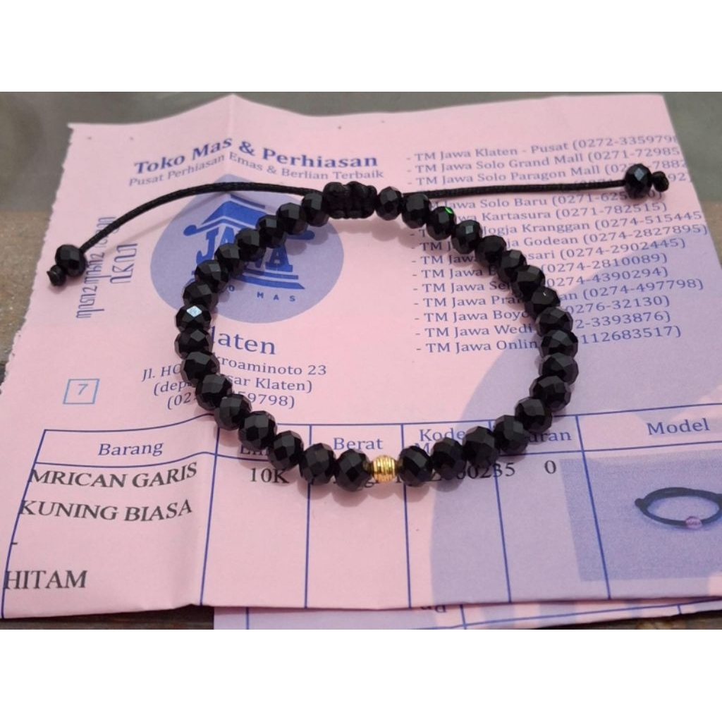 Gelang Tali Ceko Hitam Mrican 0,1gram Semar Jawa
