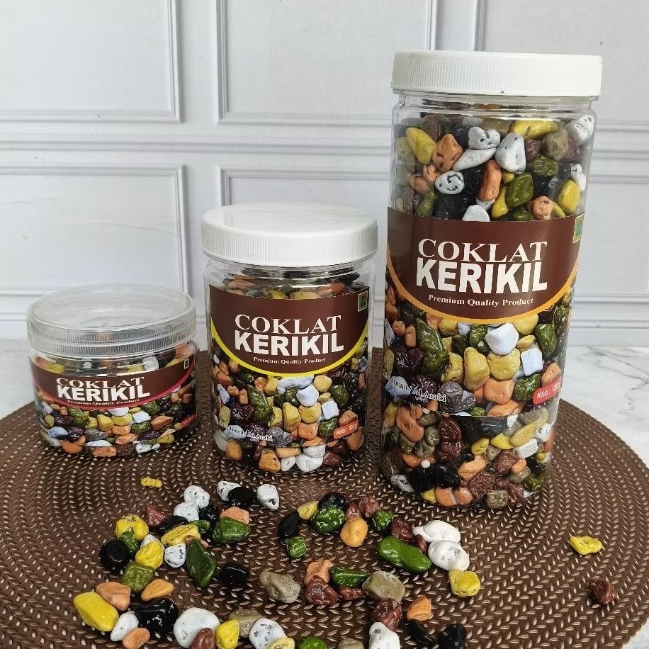 

Coklat Krikil fantik kemasan toples.