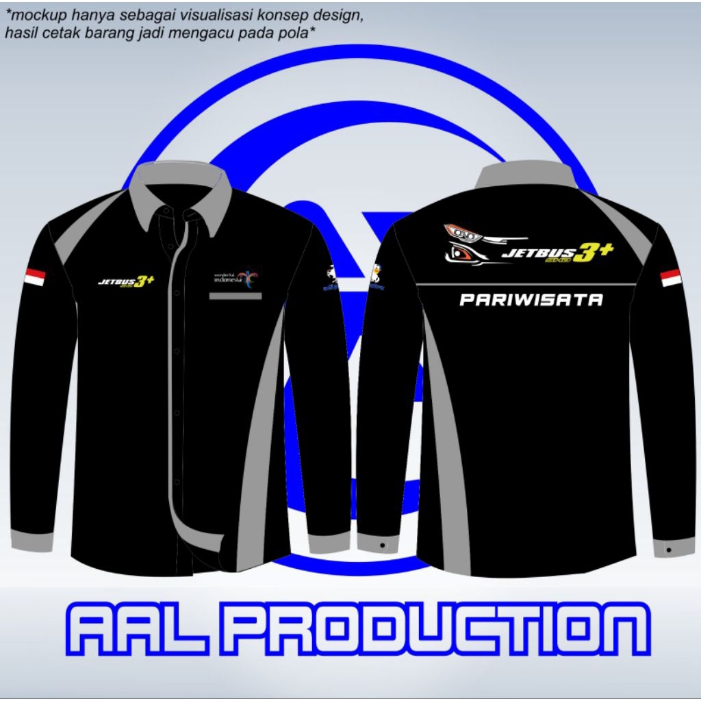 kemeja jetbus 3 lengan panjang full bordir