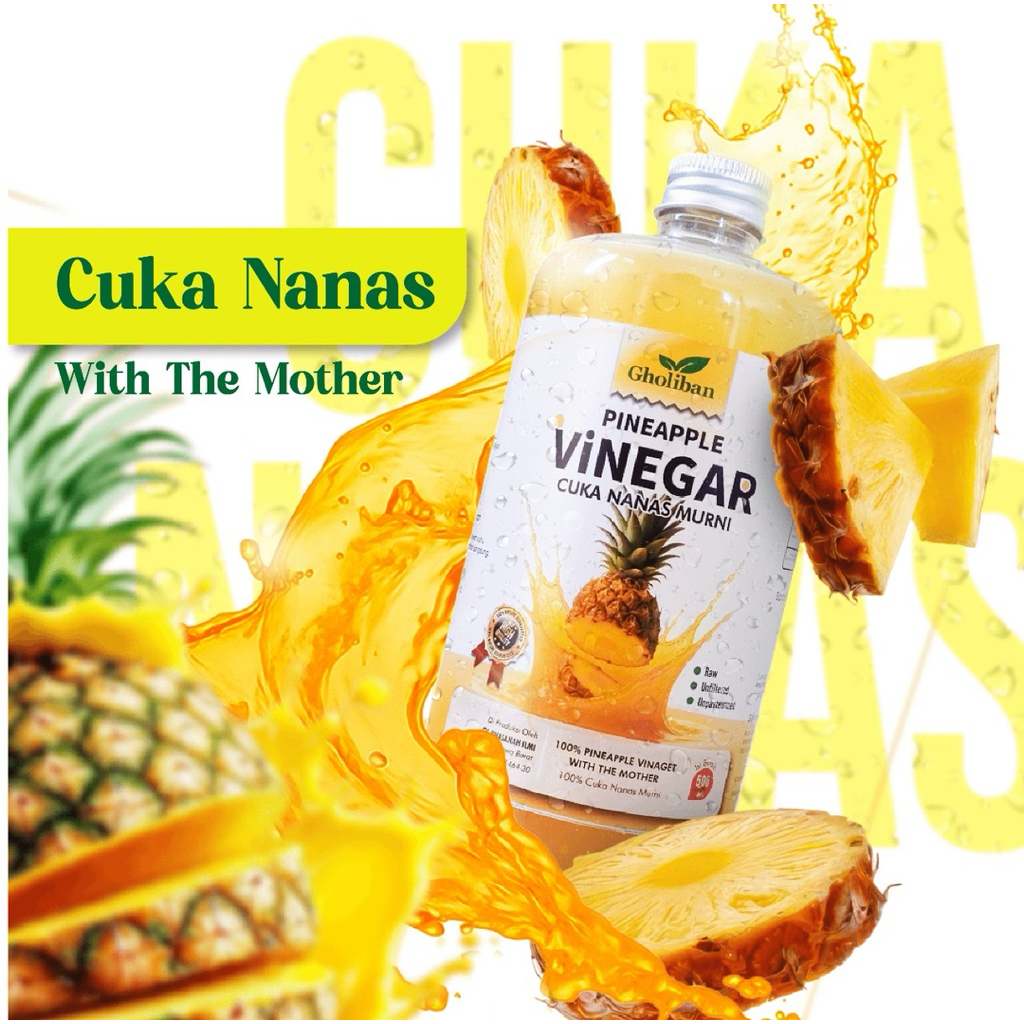 

Cuka Nanas Alami Gholiban 500 ml - Pineapple Cider Vinegar With The Mother