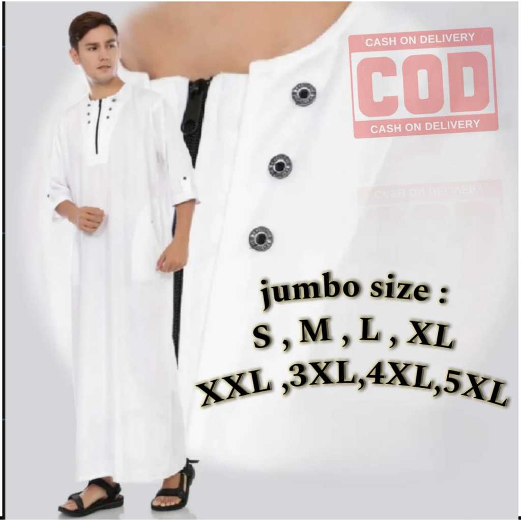 Jubah Pria Gamis Pria Polos Jubah Gamis resleting Simpel dan Elegant Size Jumbo