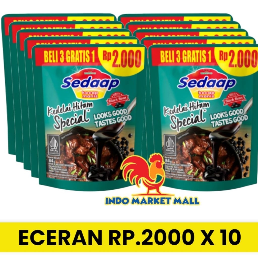 

Paket 10 Pcs Kecap Sedaap Manis Kemasan 2000 Pouch