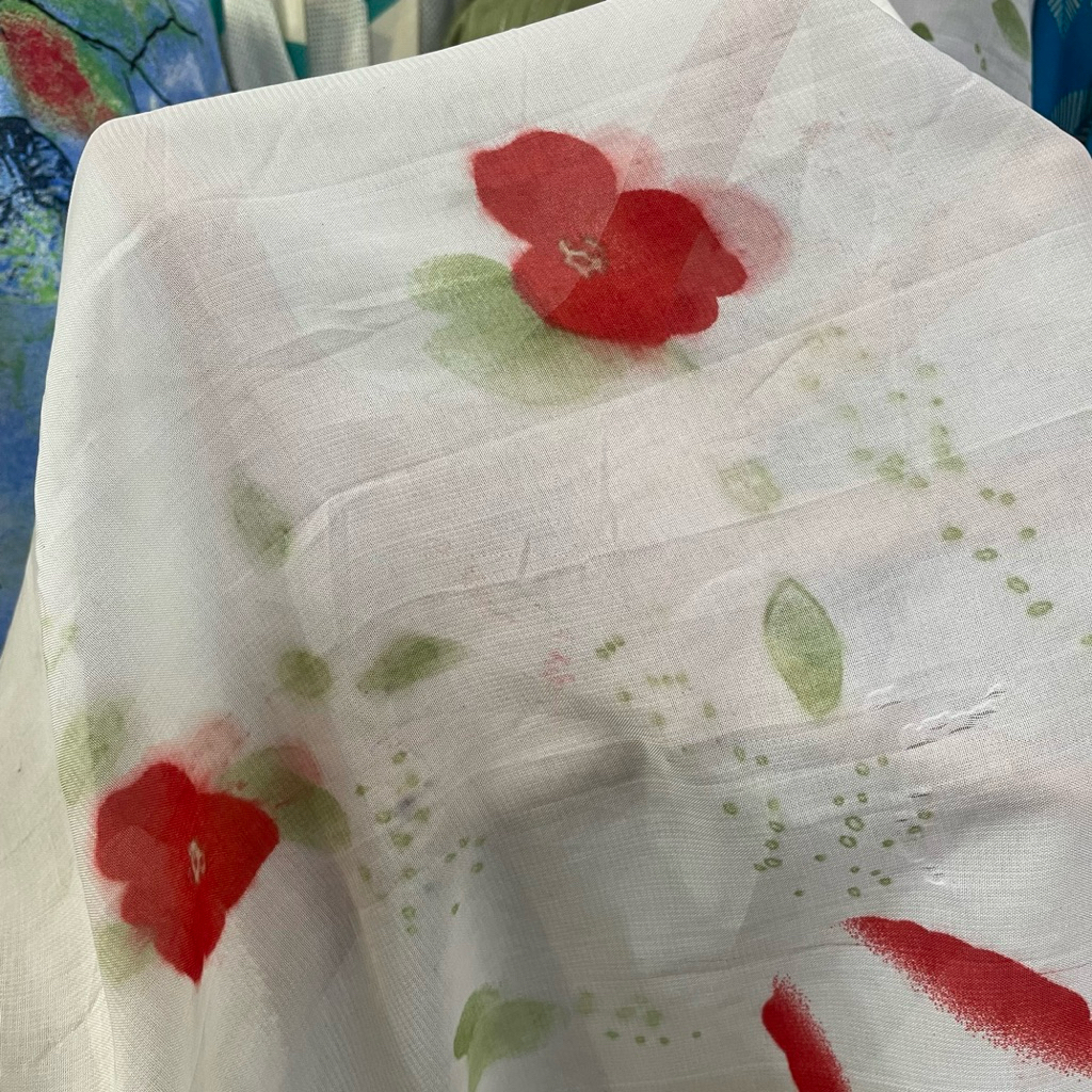 kain sifon ceruty motif bunga pinggir premium - kain chiffon print original - kain zara ceruty pj