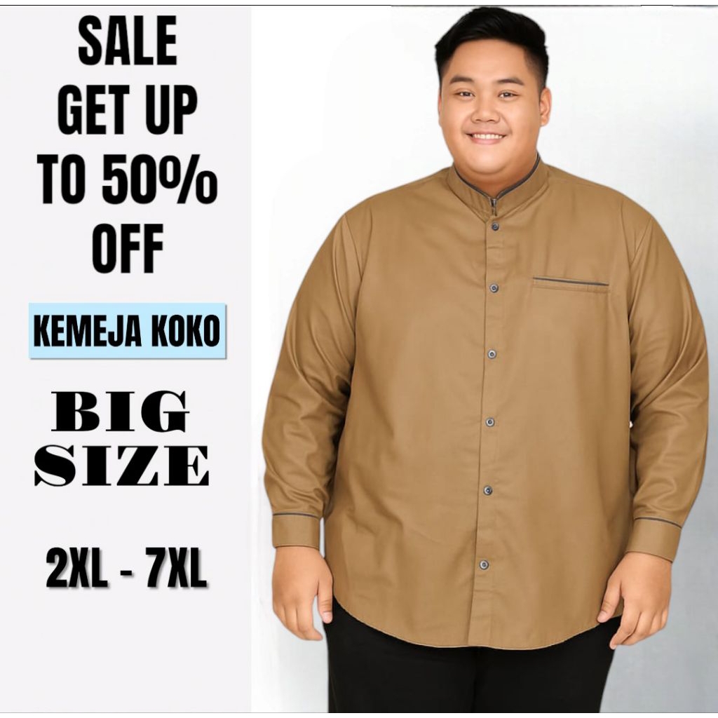Baju Koko jumbo 4XL 5XL 6XL 7XL Kemeja Koko pria lengan panjang M L XL