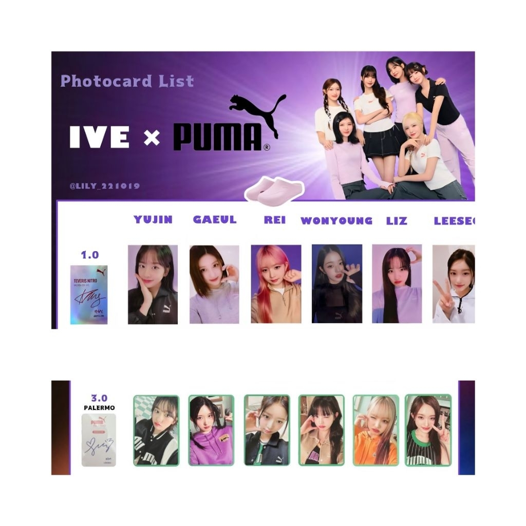 [photocard] ive x puma (1.0 , 3.0 palermo)