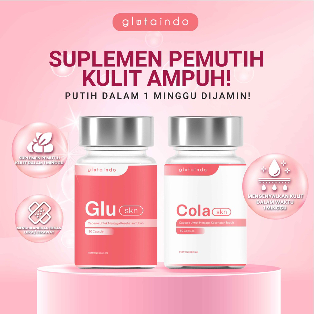 Glutaindo Duo Whitening Suplemen / Kapsul Pemutih Badan Seluruh Tubuh Gluskn + Colaskn