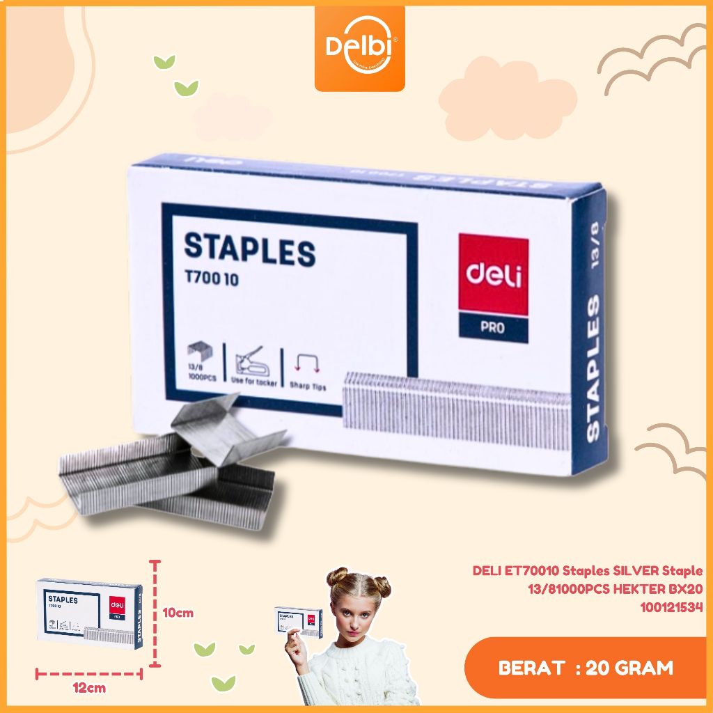 

DELI ET70010 Staples SILVER Staple 13/81000PCS HEKTER Staples SILVER