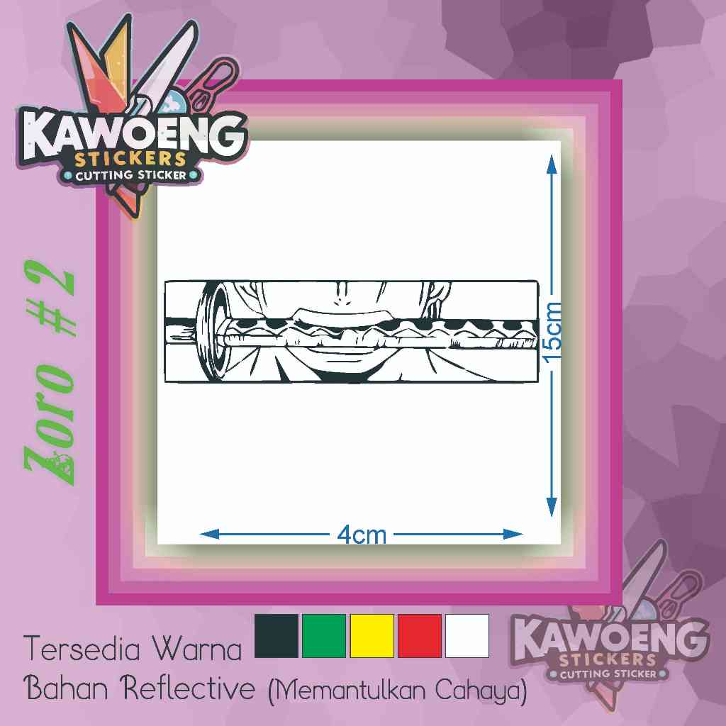 

Stiker Cutting Zoro Menggigit Pedang One Piece Reflective – 15x5cm Bisa Custom Ukuran