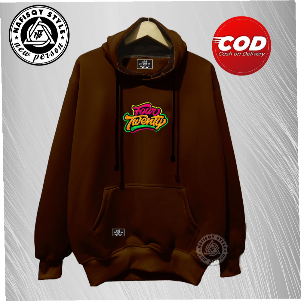 sweater hoodie terbaru pria wanita warna kuning kenari bahan katun fleece motif sablon nyaman di pak