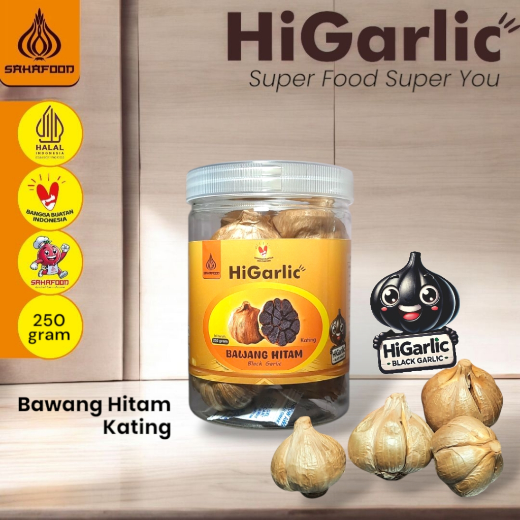

HiGarlic Kating 250 gram Bawang Hitam Kating SahaFood Black Garlic sehat dan menyehatkan