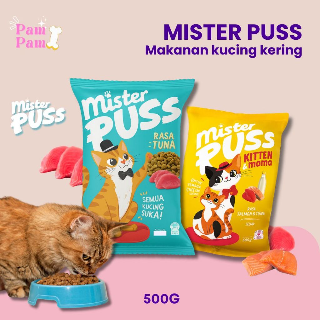 Mister Puss 500gr Makanan Kucing Kering Ikan Tuna Salmon Mr Puss Dry Cat Food MrPuss Adult Kitten