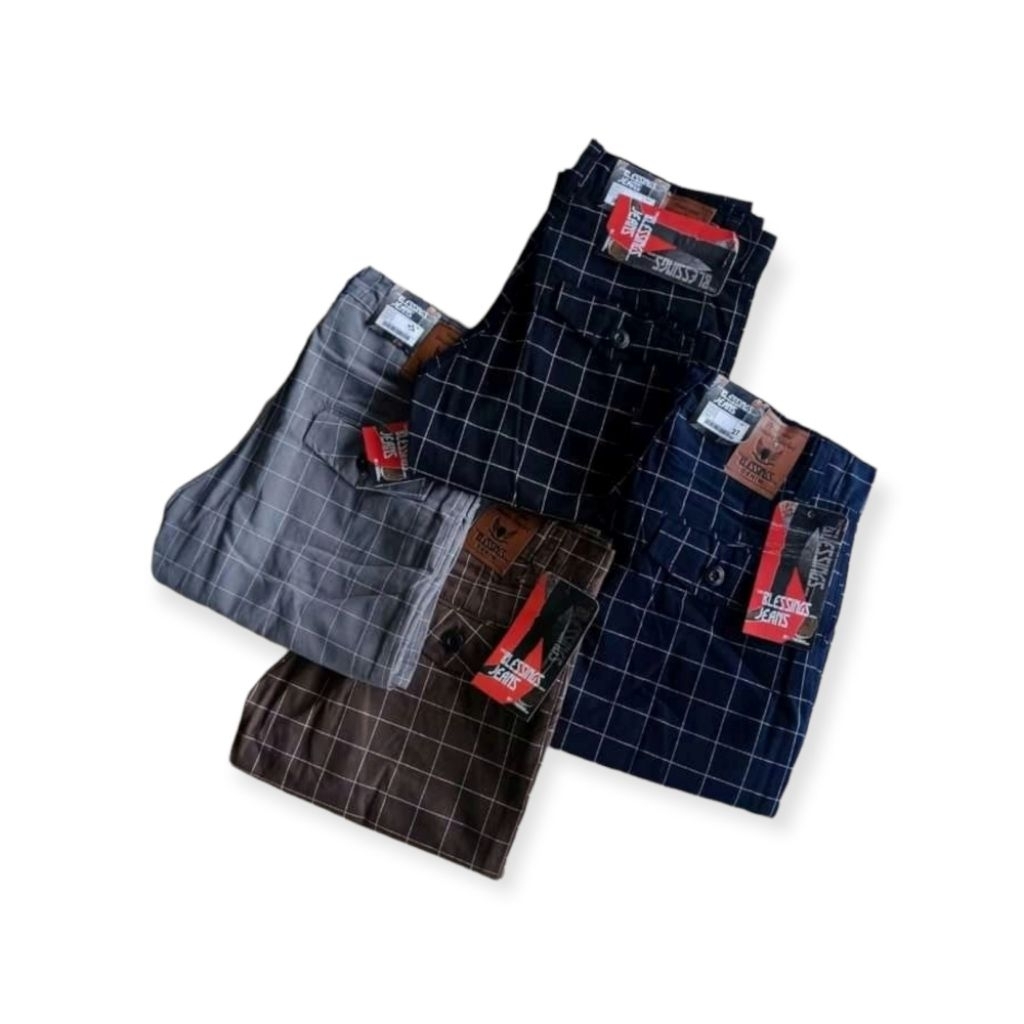 Celana Tartan Panjang Premium Original Pria/Celana Kotak Kotak