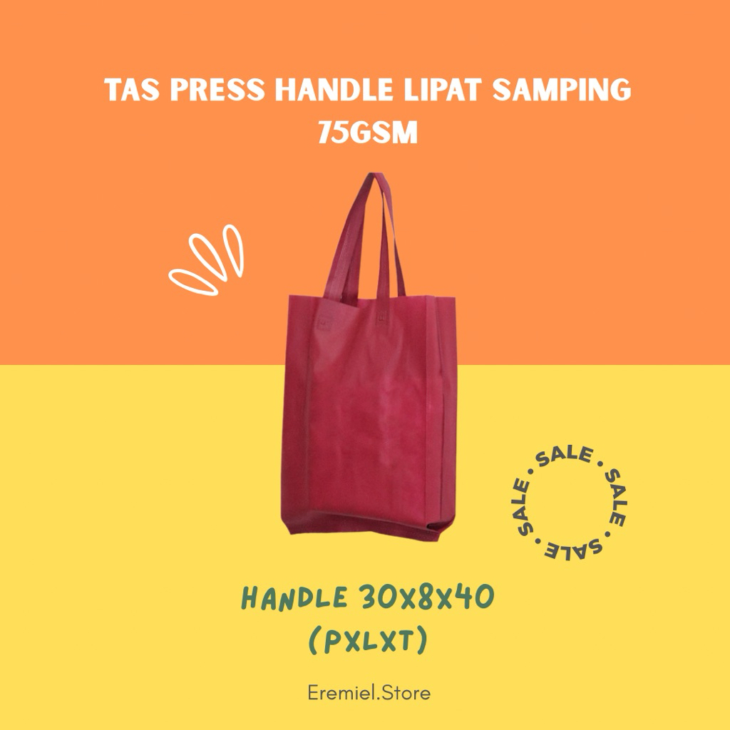 

(Harga 1 PCS) Goodiebag Spunbond press 30x40 / Tas Press 75gsm / Goodiebag / Tas handle / Tas Spunbond / Tas Press