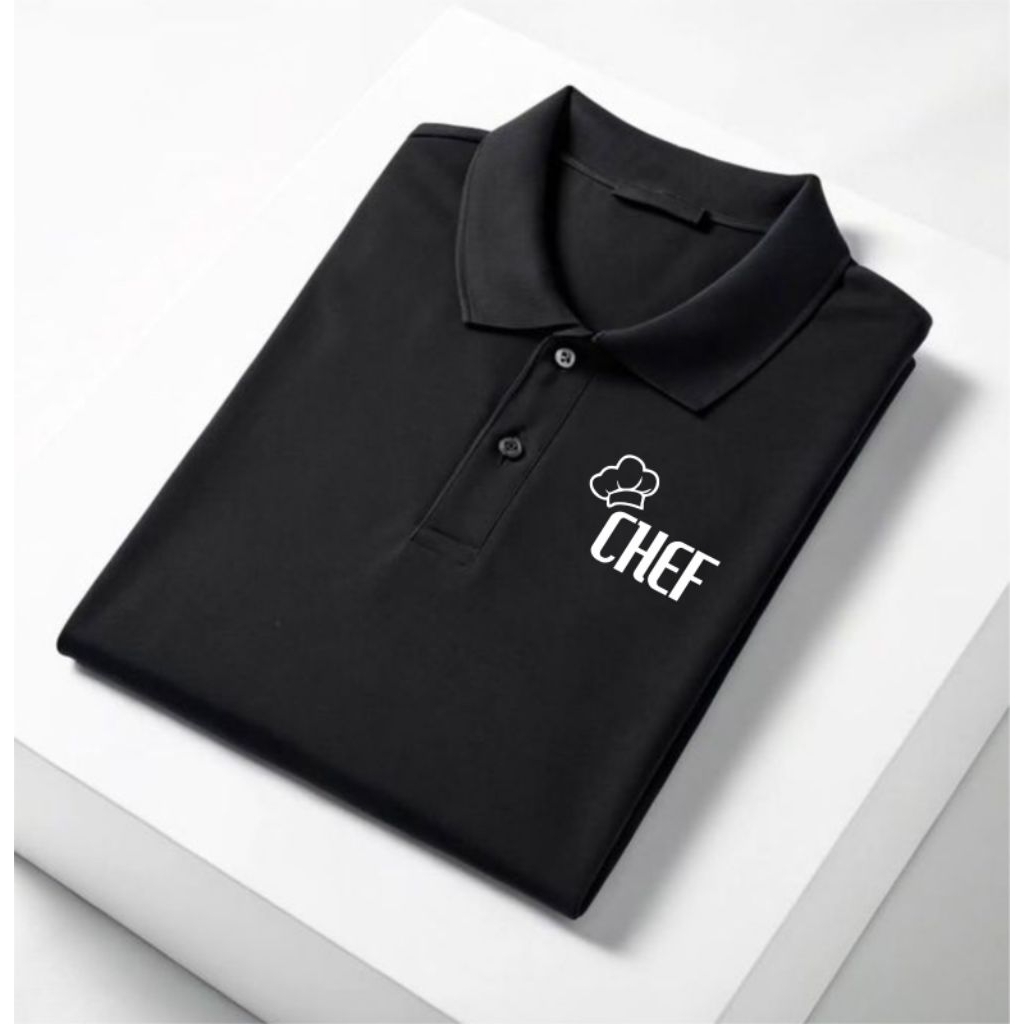 BAJU KERAH CHEF JURU MASAK/BAJU KOKI TUKANG MASAK LOGO SIMPLE