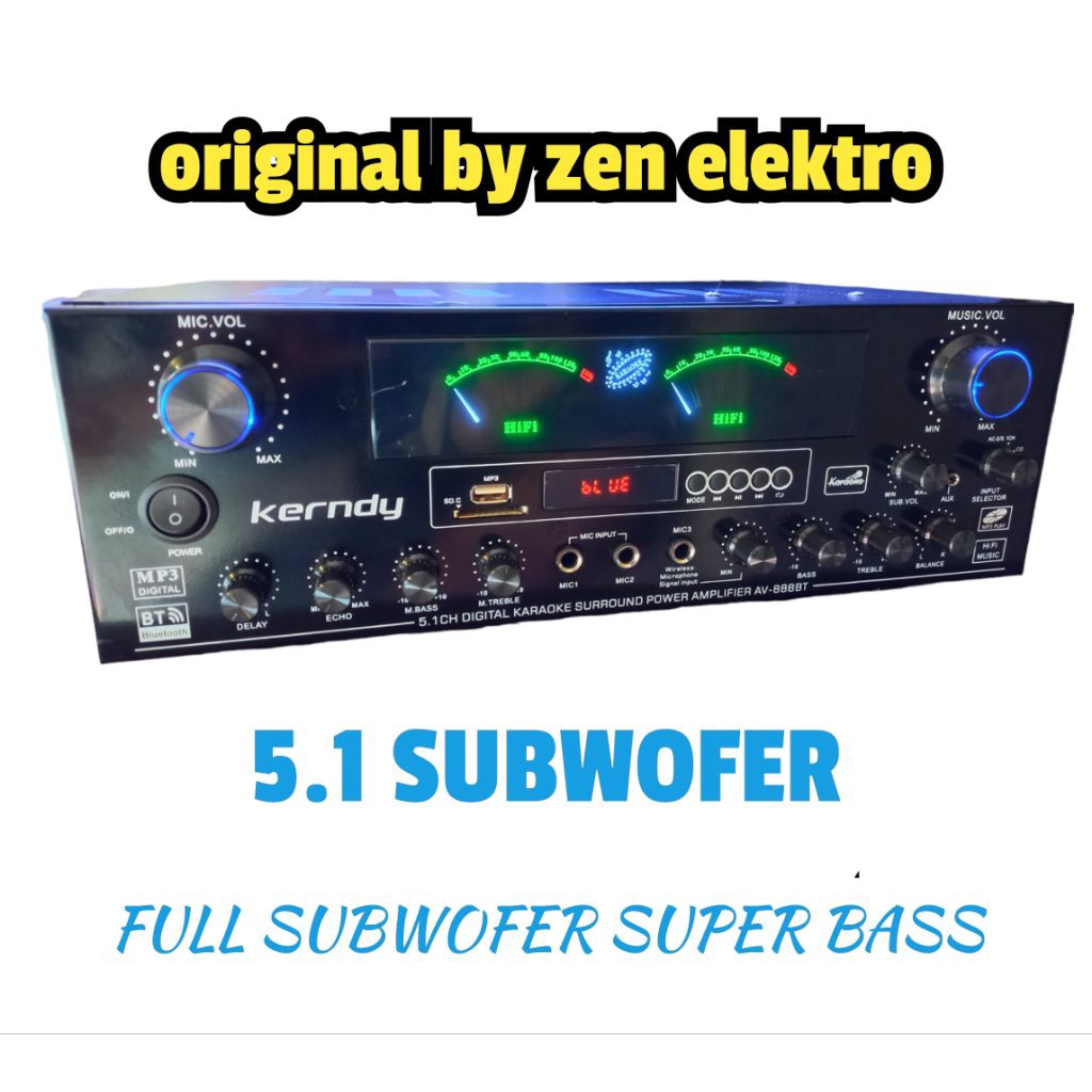 Amplifier Karaoke Bluetooth 5.1 Subwofer + giga bass av-888bt